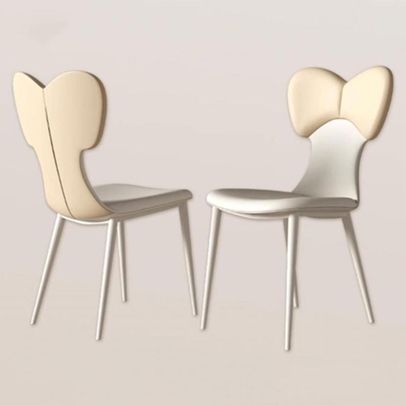 Contemporary Nordic Faux Leather Steel Square Bow Tie Dining Chair Backrest For Dining Room