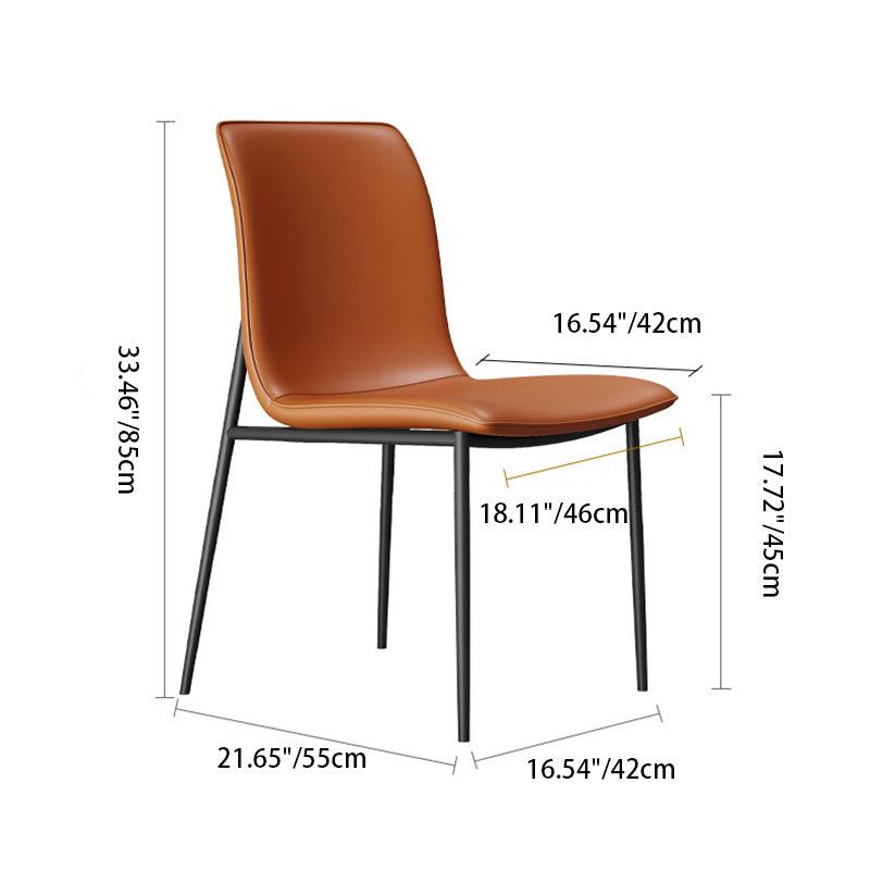 Modern Minimalist PU Leather Carbon Steel Sponge Square Dining Chair Backrest For Dining Room