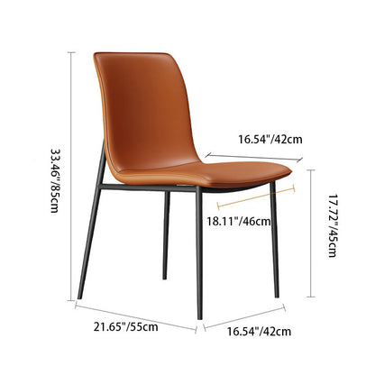 Modern Minimalist PU Leather Carbon Steel Sponge Square Dining Chair Backrest For Dining Room