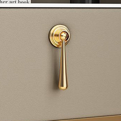 Modern Luxury Rectangular Solid Wood Rock Slab Microfiber Leather Nightstand 2-Drawer For Bedroom