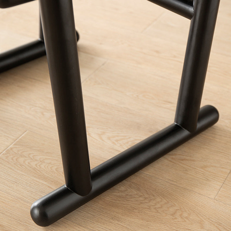 Traditional Vintage Square Oval Oiled Wax Leather Wood Dining Chair Backrest Armless For Dining Room