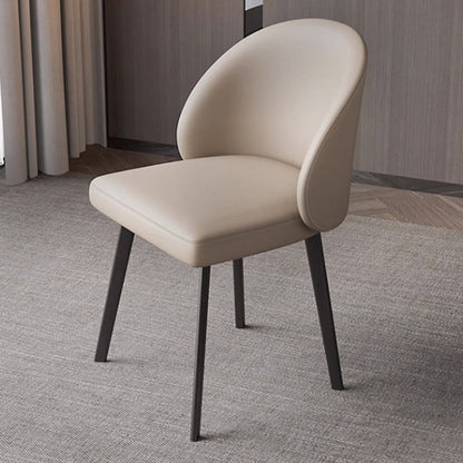 Modern Minimalist Microfiber Leather Wood Carbon Steel Sponge Square Elliptical Curved Dining Chair Backrest For Dining Room