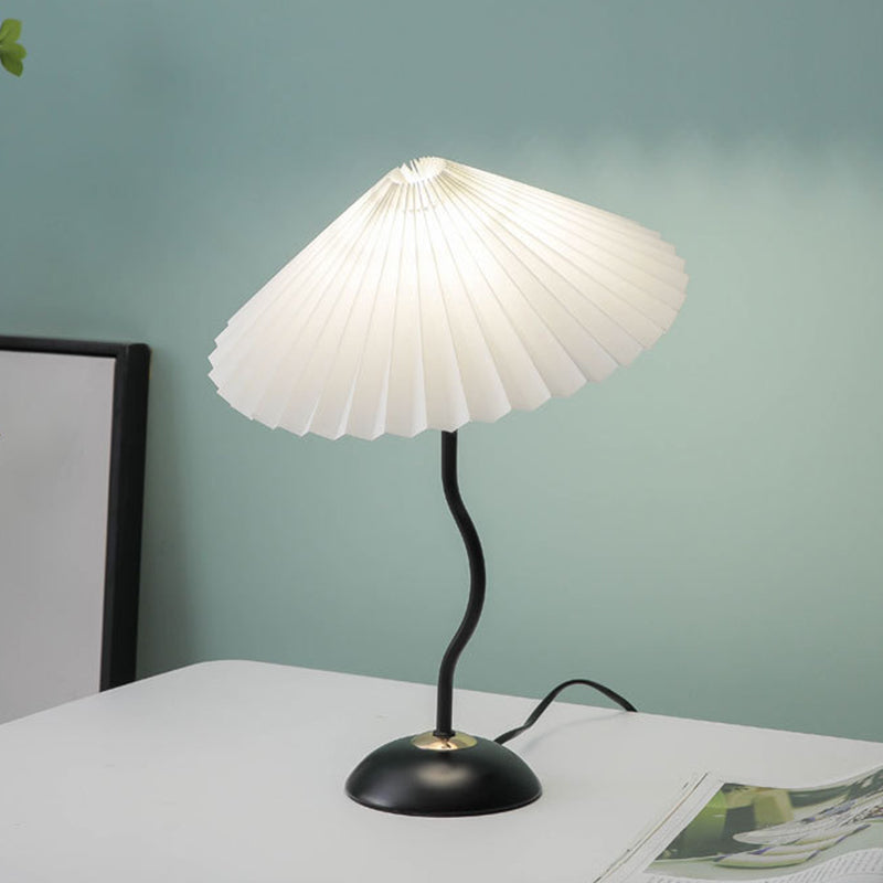 Vintage Danish Pleated Umbrella Bend Base 1-Light Table Lamp
