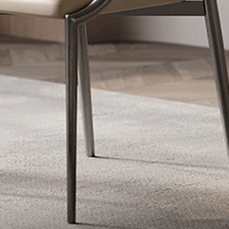 Modern Simplicity Microfiber Leather Stainless Steel Sponge Square Wraparound Dining Chair Backrest Armrest For Dining Room