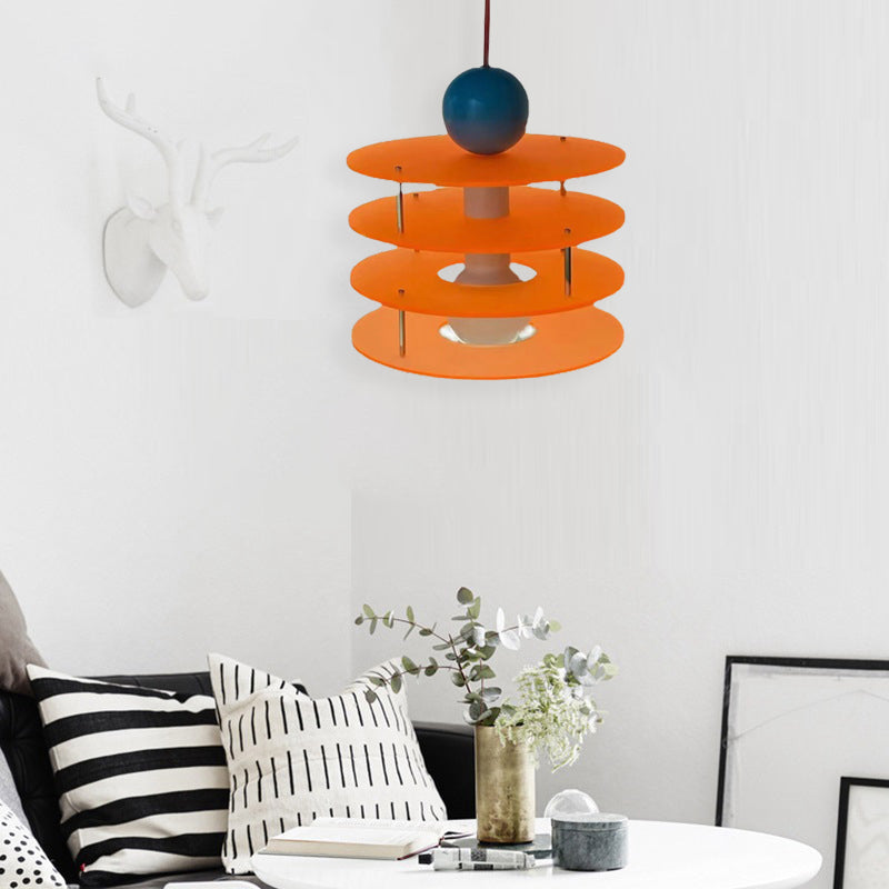 Contemporary Creative Multi Tier Round Acrylic 1-Light Pendant Light For Bedroom