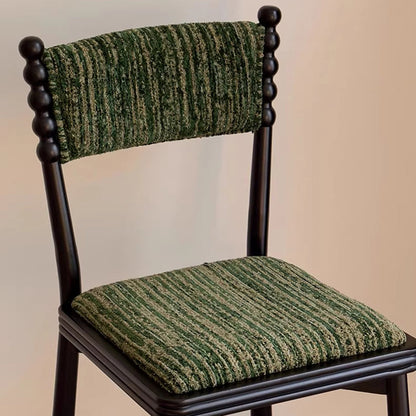 Traditional French Rectangular Chenille Yarn Solid Wood Dining Chair Backrest Armless For Dining Room
