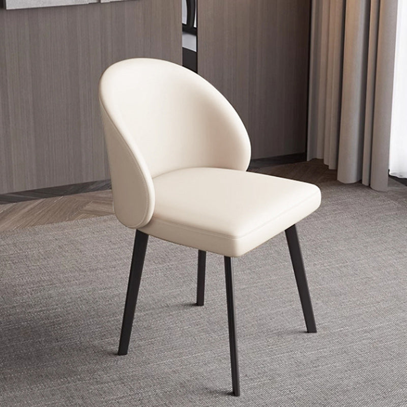 Modern Minimalist Microfiber Leather Wood Carbon Steel Sponge Square Elliptical Curved Dining Chair Backrest For Dining Room