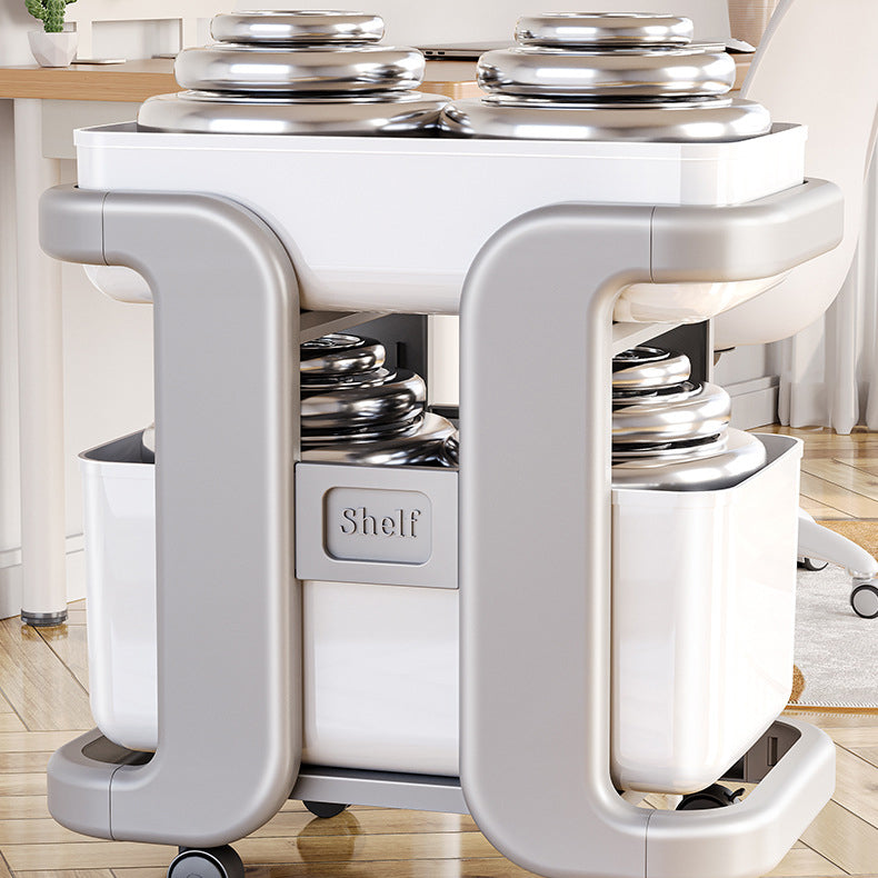 Modern Minimalist Rectangular Movable PP End Table 2-Tier For Bedroom