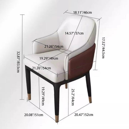 Modern Luxury Square Bent Artificial Leather Metal Dining Chair Backrest Armless For Dining Room
