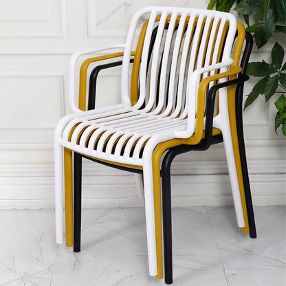 Modern Minimalist Rectangular PP Dining Chair Armrest Backrest For Dining Room