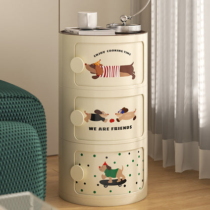 Contemporary Creative Cylindrical ABS Nightstand 2/3 Drawer For Bedroom
