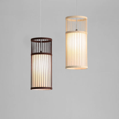 Japanese Zen Bamboo Weaving Lantern 1-Light Pendant Light