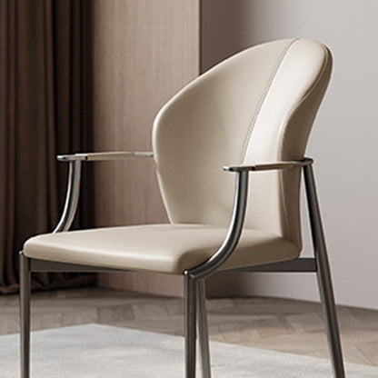 Modern Simplicity Microfiber Leather Stainless Steel Sponge Square Wraparound Dining Chair Backrest Armrest For Dining Room
