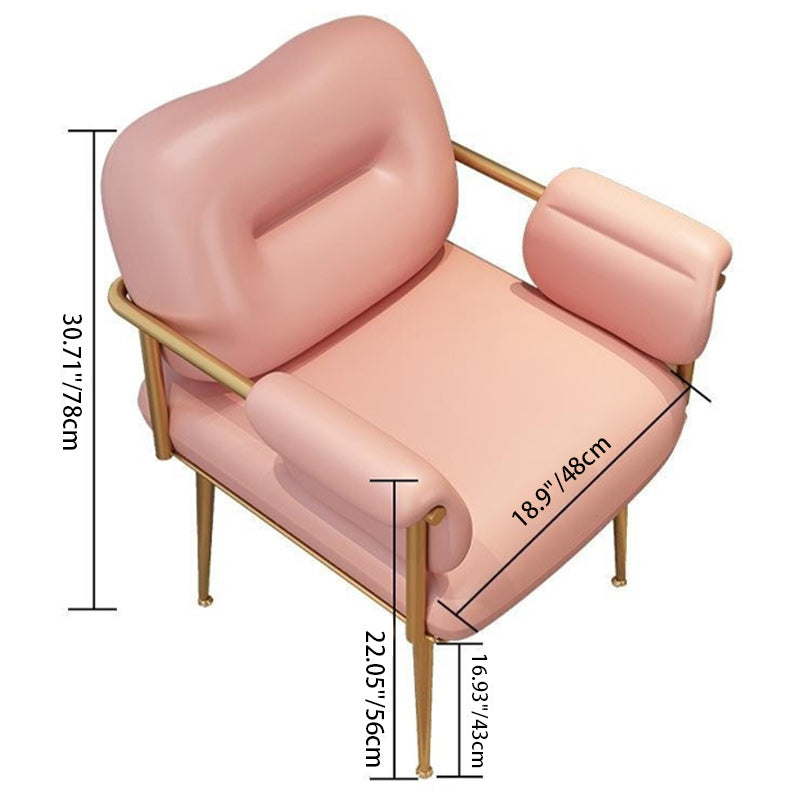 Contemporary Scandinavian Square PU Leather Iron Vanity Stool Backrest Armrest For Bedroom