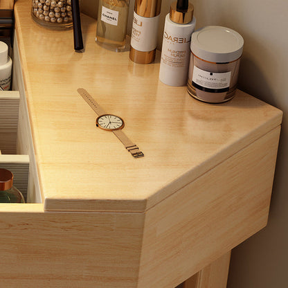 Modern Minimalist Rectangular Hexagonal Wood Glass Microfiber Leather Makeup Vanity 4-Tier For Bedroom