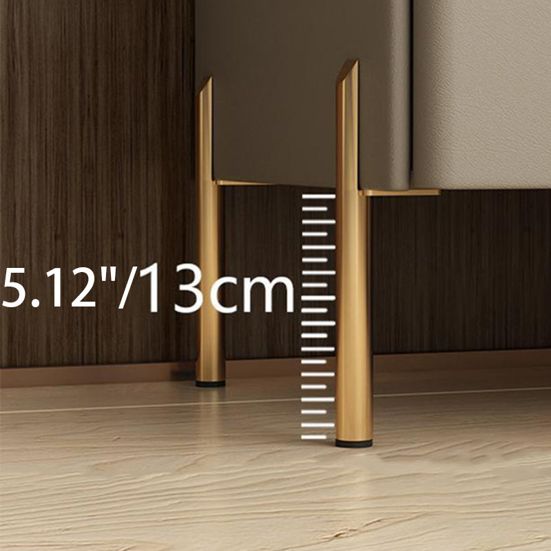 Modern Luxury Rectangular Solid Wood Rock Slab Microfiber Leather Nightstand 2-Drawer For Bedroom