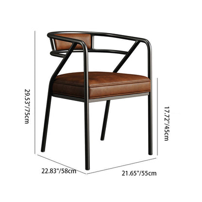 Contemporary Industrial Square Upholstered Suede Fabric PU Leather Iron Dining Chair Curved Backrest Armrest for Dining Room