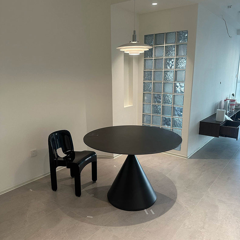 Modern Minimalist Round Solid Multi-Layer Plate Carbon Steel Dining Table for 4 Seats