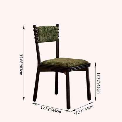 Traditional French Rectangular Chenille Yarn Solid Wood Dining Chair Backrest Armless For Dining Room