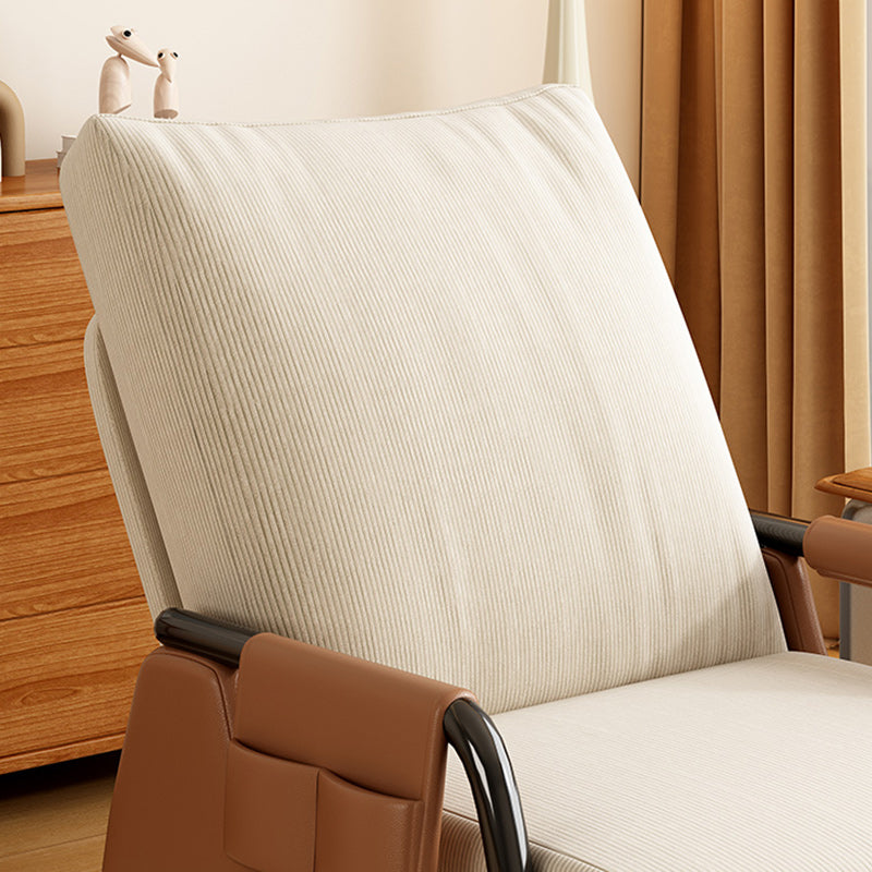 Modern Simplicity Corduroy Cotton Sponge Faux Leather Wood Carbon Steel Square Recliner Foldable Backrest Footrest For Bedroom