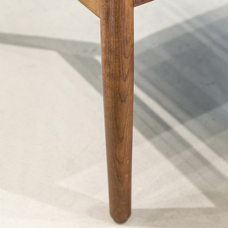 Contemporary Nordic Rectangular PU Leather Oak Dining Chair Backrest Arm For Dining Room