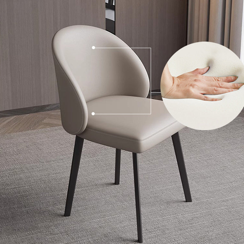 Modern Minimalist Microfiber Leather Wood Carbon Steel Sponge Square Elliptical Curved Dining Chair Backrest For Dining Room