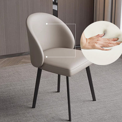 Modern Minimalist Microfiber Leather Wood Carbon Steel Sponge Square Elliptical Curved Dining Chair Backrest For Dining Room