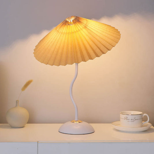 Vintage Danish Pleated Umbrella Bend Base 1-Light Table Lamp
