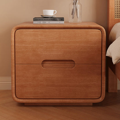Modern Minimalist Rectangular Solid Wood Nightstand 2-Drawer For Bedroom