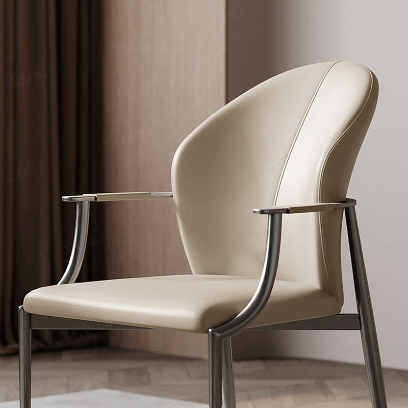 Modern Simplicity Microfiber Leather Stainless Steel Sponge Square Wraparound Dining Chair Backrest Armrest For Dining Room