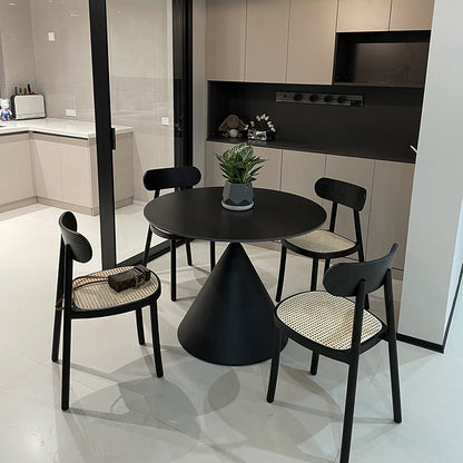 Modern Minimalist Round Solid Multi-Layer Plate Carbon Steel Dining Table for 4 Seats