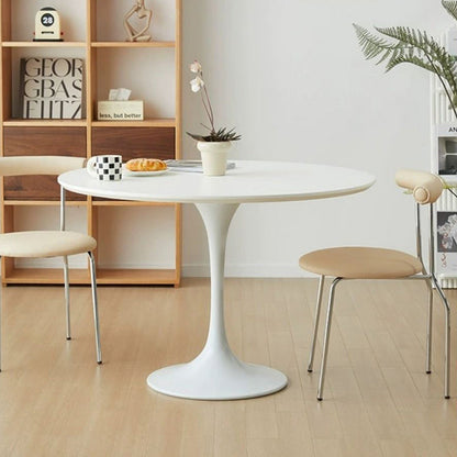 Contemporary Scandinavian PU Leather Metal Sponge Round Arc Dining Chair Backrest For Dining Room