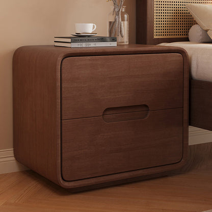 Modern Minimalist Rectangular Solid Wood Nightstand 2-Drawer For Bedroom