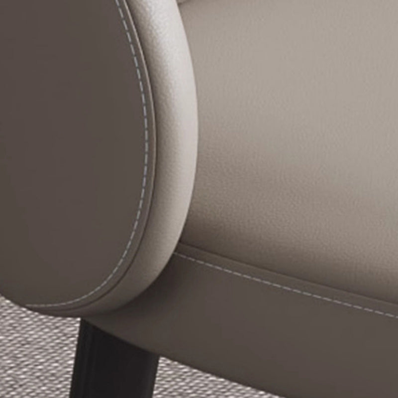 Modern Minimalist Microfiber Leather Wood Carbon Steel Sponge Square Elliptical Curved Dining Chair Backrest For Dining Room