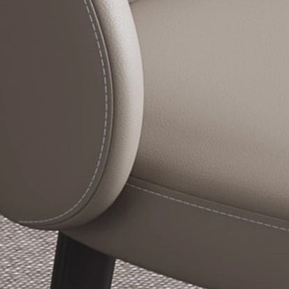 Modern Minimalist Microfiber Leather Wood Carbon Steel Sponge Square Elliptical Curved Dining Chair Backrest For Dining Room