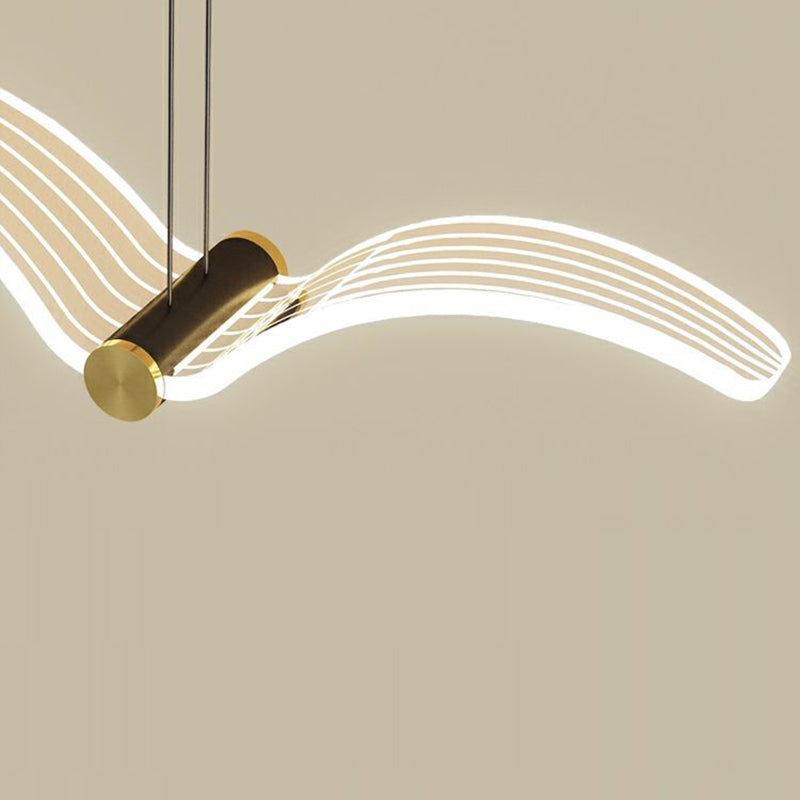 ثريا LED من الحديد الأكريليك مستطيلة الشكل بتصميم طائر النورس الإسكندنافي المعاصر لغرفة الطعام
