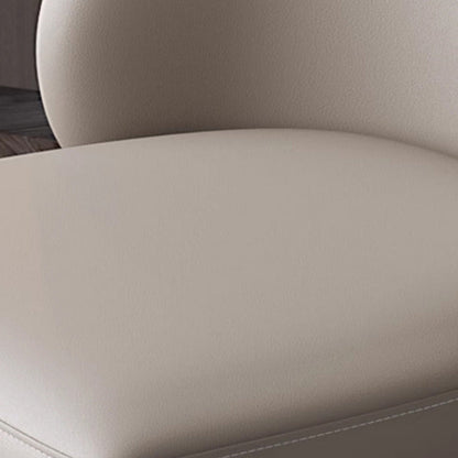 Modern Minimalist Microfiber Leather Wood Carbon Steel Sponge Square Elliptical Curved Dining Chair Backrest For Dining Room