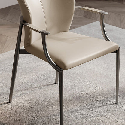 Modern Simplicity Microfiber Leather Stainless Steel Sponge Square Wraparound Dining Chair Backrest Armrest For Dining Room