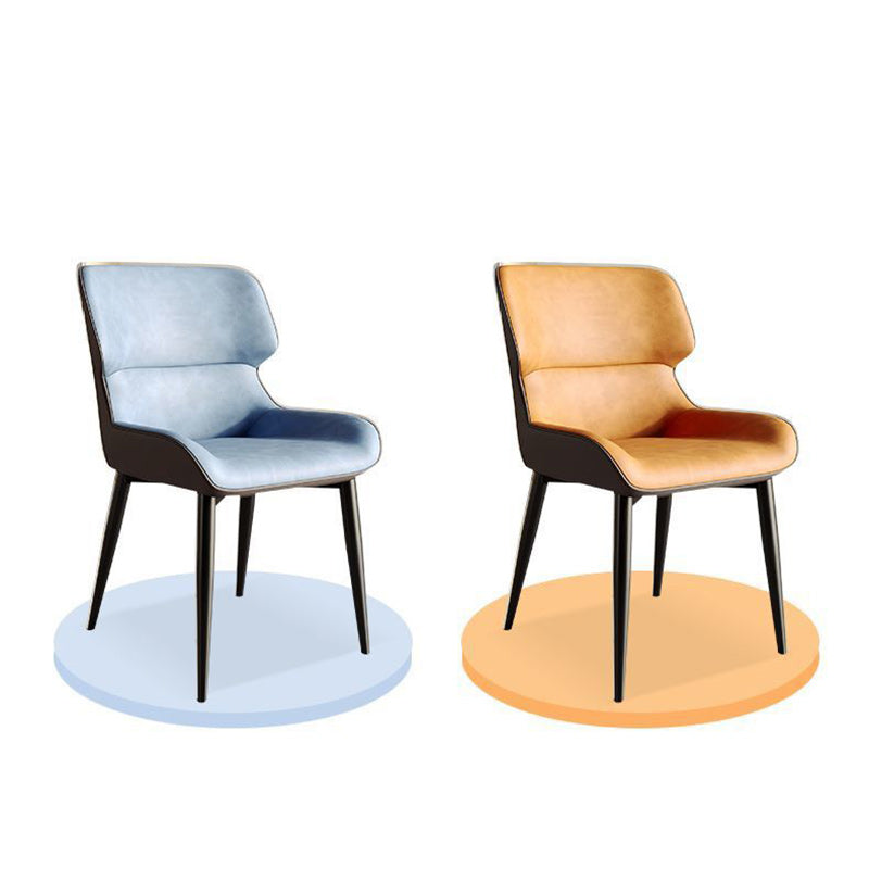 Contemporary Scandinavian PU Leather Carbon Steel Sponge Square Vein Lines Dining Chair Backrest For Dining Room