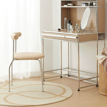 Contemporary Scandinavian PU Leather Metal Sponge Round Arc Dining Chair Backrest For Dining Room