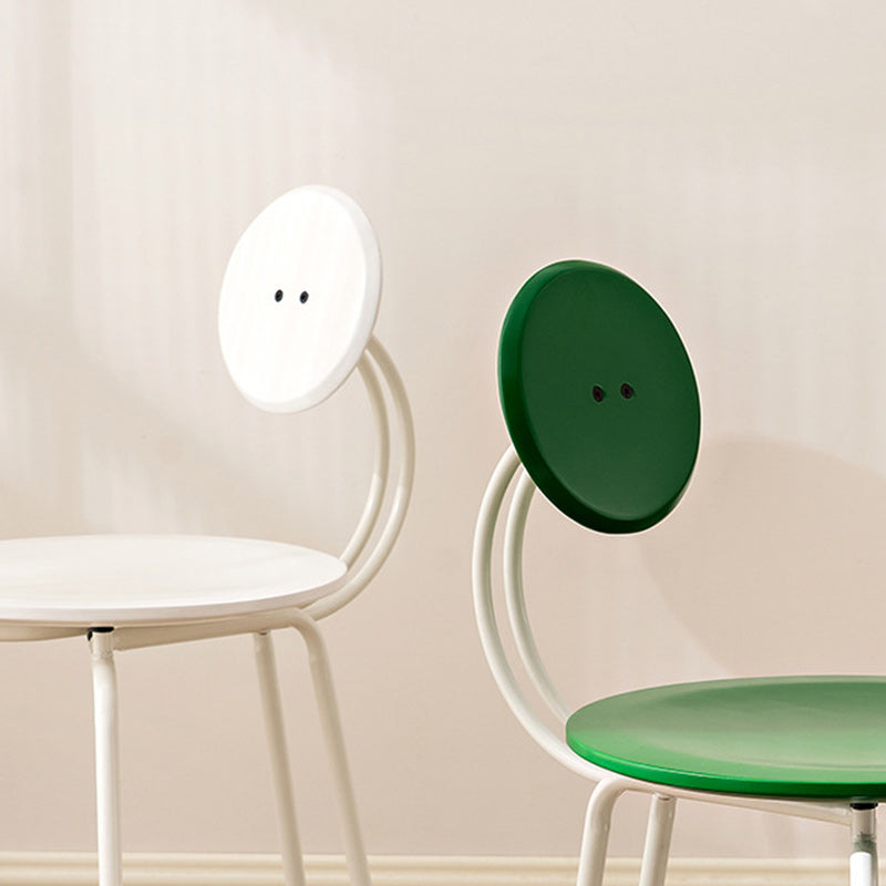 Traditional Vintage Round Rubberwood Steel Vanity Stool Backrest Armless For Bedroom