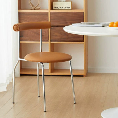 Contemporary Scandinavian PU Leather Metal Sponge Round Arc Dining Chair Backrest For Dining Room