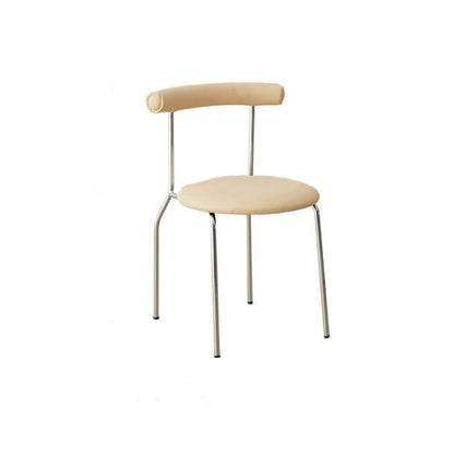 Contemporary Scandinavian PU Leather Metal Sponge Round Arc Dining Chair Backrest For Dining Room