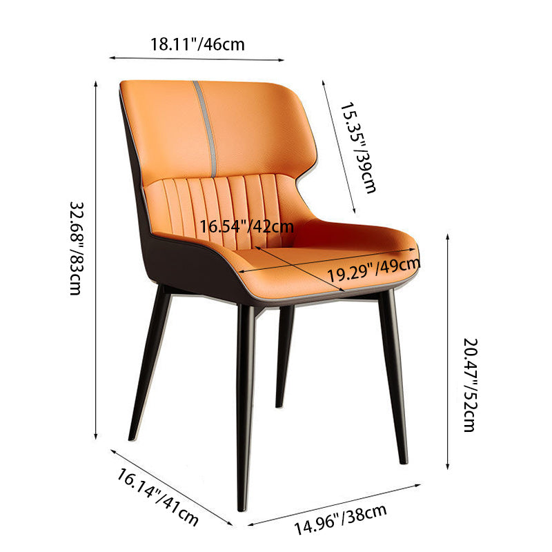 Contemporary Scandinavian PU Leather Carbon Steel Sponge Square Vein Lines Dining Chair Backrest For Dining Room