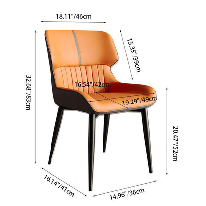 Contemporary Scandinavian PU Leather Carbon Steel Sponge Square Vein Lines Dining Chair Backrest For Dining Room