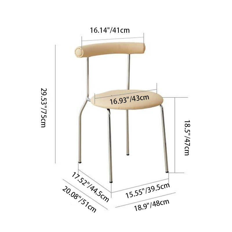 Contemporary Scandinavian PU Leather Metal Sponge Round Arc Dining Chair Backrest For Dining Room