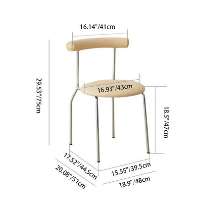 Contemporary Scandinavian PU Leather Metal Sponge Round Arc Dining Chair Backrest For Dining Room