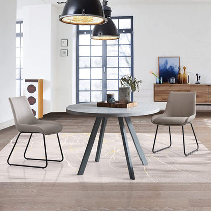 Contemporary Nordic Rectangular Upholstered Trapezoidal Base Faux Leather Metal Dining Chair Backrest For Dining Room