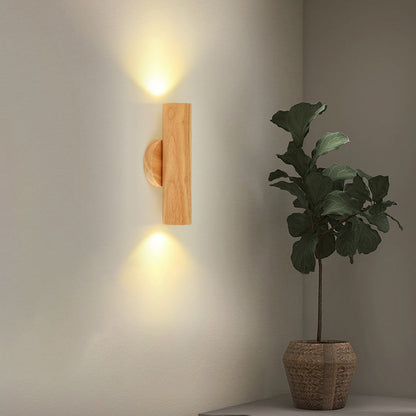 寝室用伝統的な日本製ゴムの木シリンダーLED壁取り付け用燭台ランプ