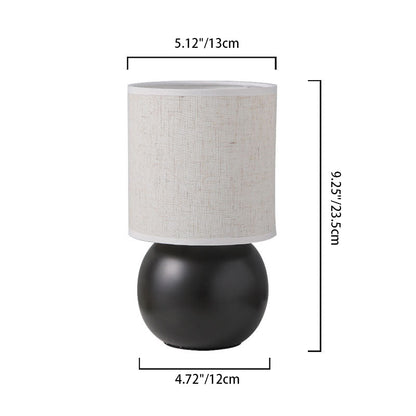 Traditional Vintage Round Orb Ceramic Fabric LED Table Lamp For Bedroom